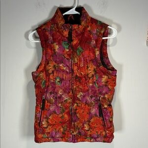 Eddie Bauer Down Floral Women's Floral Vest - Red and Pink